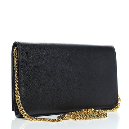 Saint Laurent Grain De Poudre Star Studded Monogram Wallet on Chain Black 3 of 10