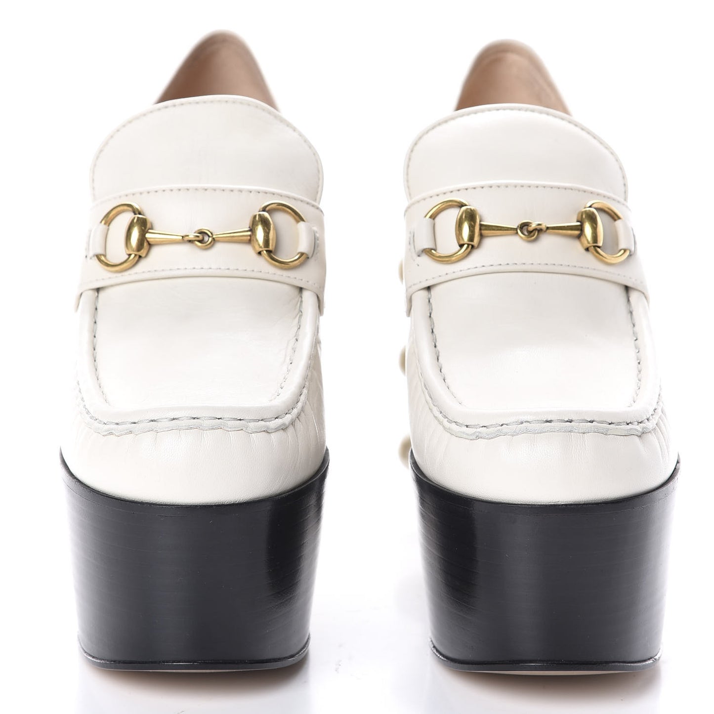 Malaga Kid Pearl Studded Vegas Platform Loafers 39 Mystic White