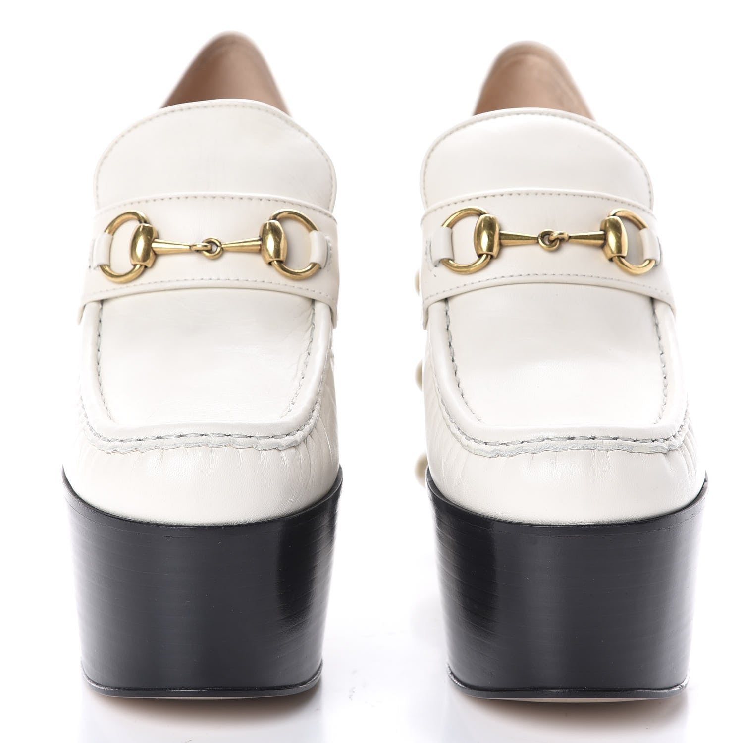 Gucci Malaga Kid Pearl Studded Vegas Platform Loafers 39 Mystic White 2 of 9