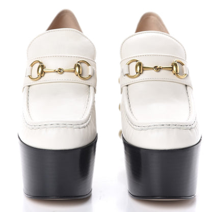 Gucci Malaga Kid Pearl Studded Vegas Platform Loafers 39 Mystic White 2 of 9