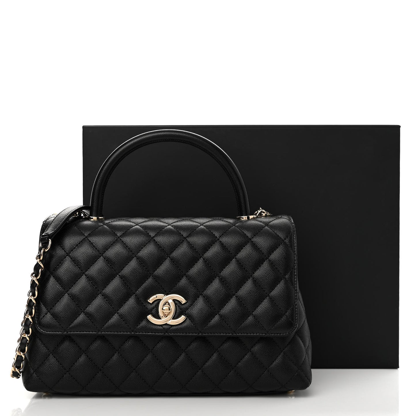 Caviar Quilted Small Coco Handle Flap Black