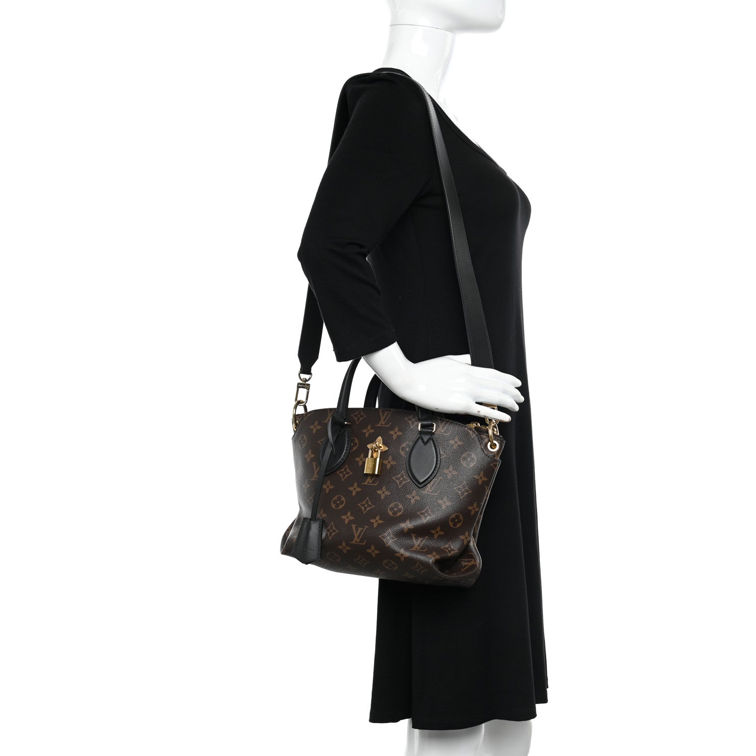 Louis Vuitton Monogram Flower Zipped Tote PM Black 2 of 9