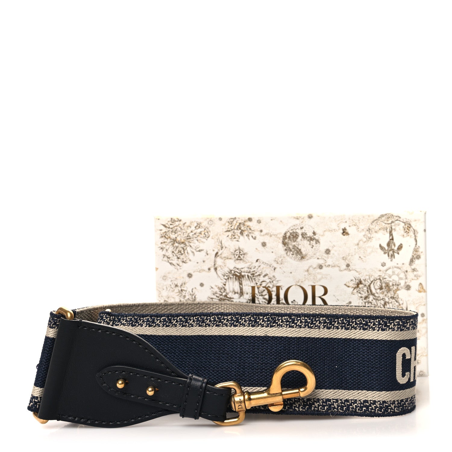 Christian Dior Canvas Embroidered Shoulder Strap Blue 5 of 5