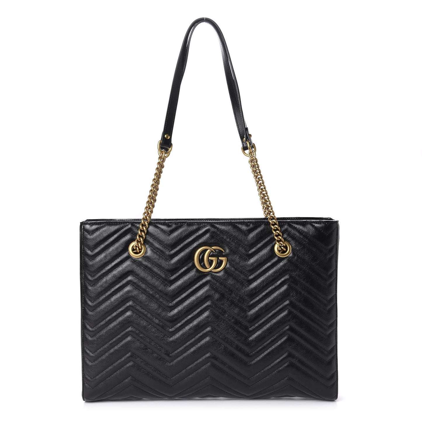 Vintage Calfskin Matelasse Medium GG Marmont Slim Tote Black