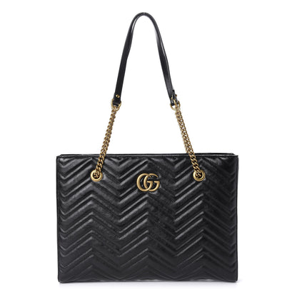 Gucci Vintage Calfskin Matelasse Medium GG Marmont Slim Tote Black 1 of 10