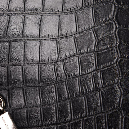 Saint Laurent Calfskin Crocodile Embossed Medium Classic Monogram Kate Tassel Satchel Black 10 of 13