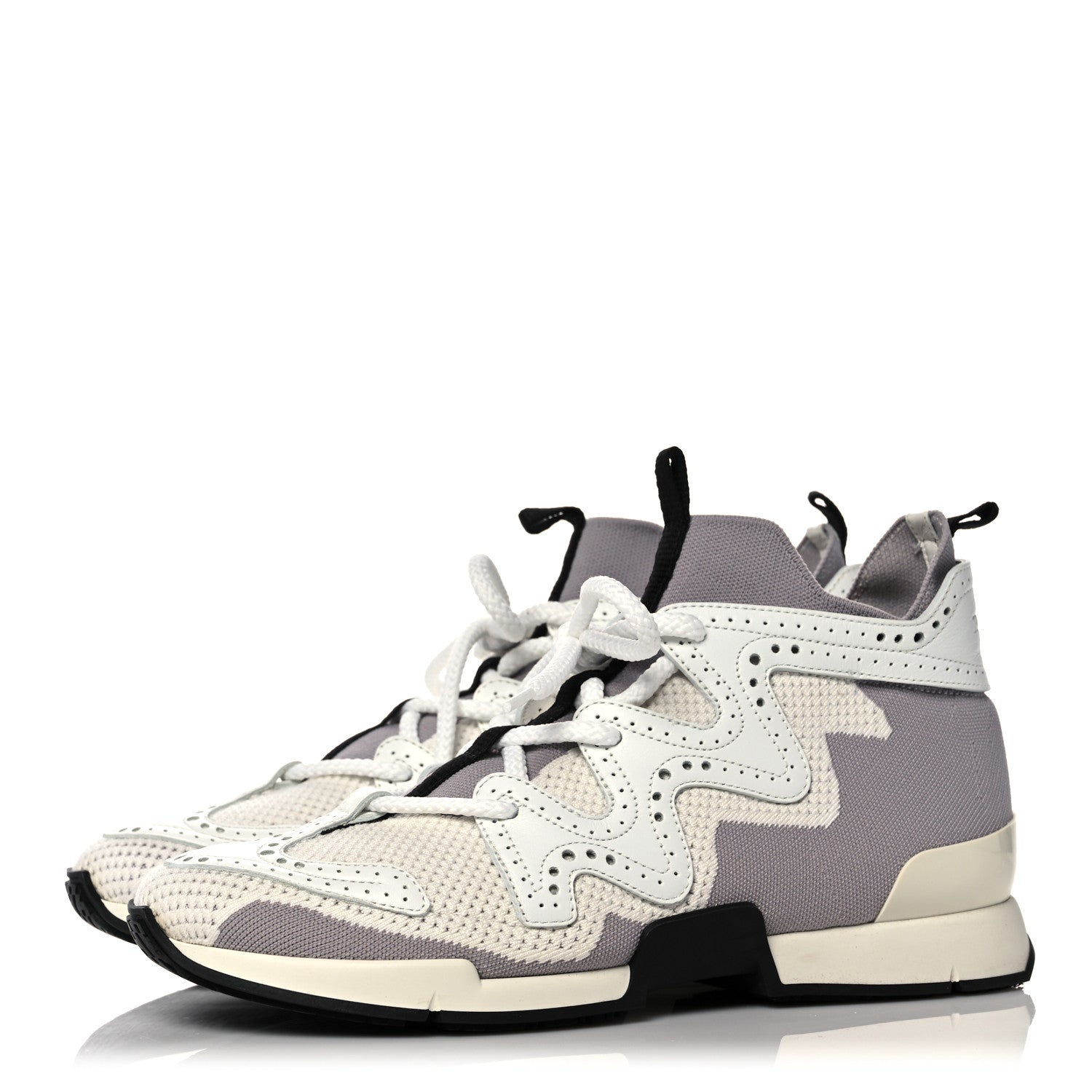 Hermes Mesh Calfskin Action Sneakers 38 Gris Clair Multicolor 3 of 10