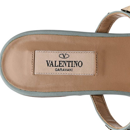 Valentino Garavani Nappa Rockstud Caged Flat Slide Sandals 36 Celadon 7 of 10