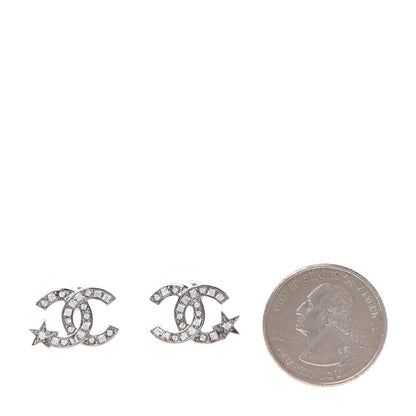 Chanel Crystal CC Starfall Earrings Silver 2 of 5