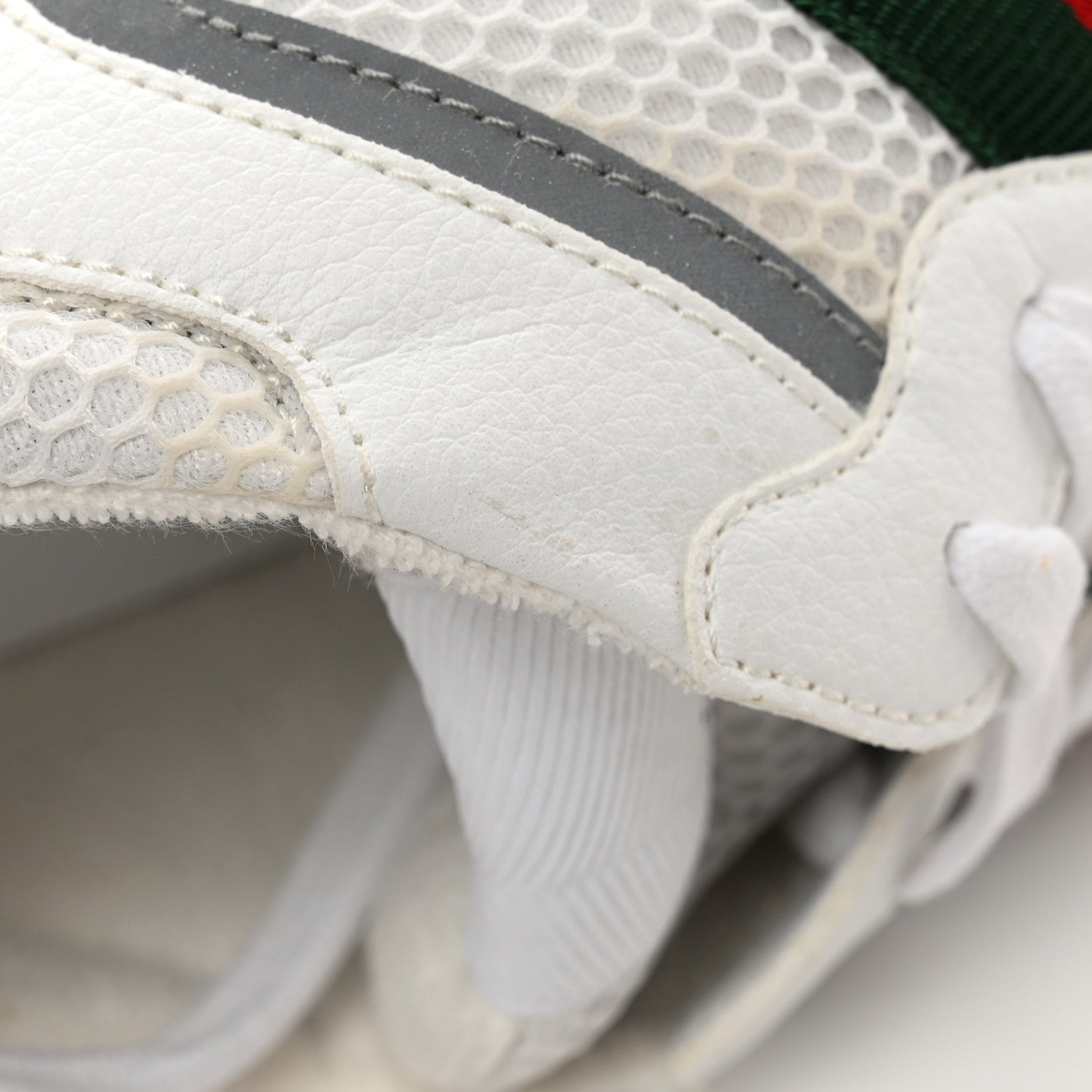 Gucci Lavaredo Eco Fabric Mesh Web Mens Rhyton Reflective Sneakers 8 Great White Green Red Silver 11 of 15