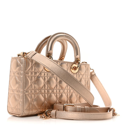 Christian Dior Metallic Lambskin Cannage Medium Lady D-Joy Pink 3 of 10