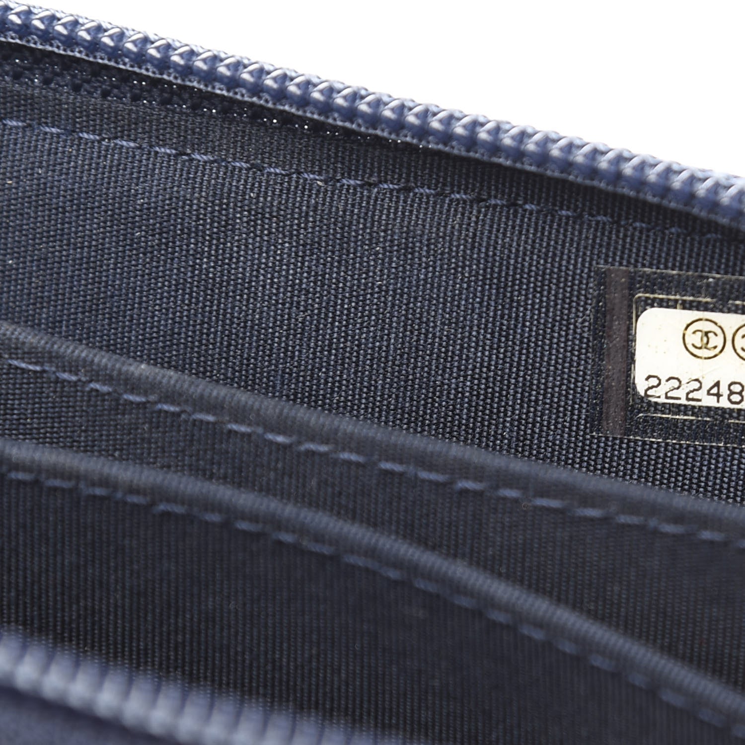Chanel Calfskin Chevron Zip Around Boy Coin Purse Wallet Dark Navy 7 of 7