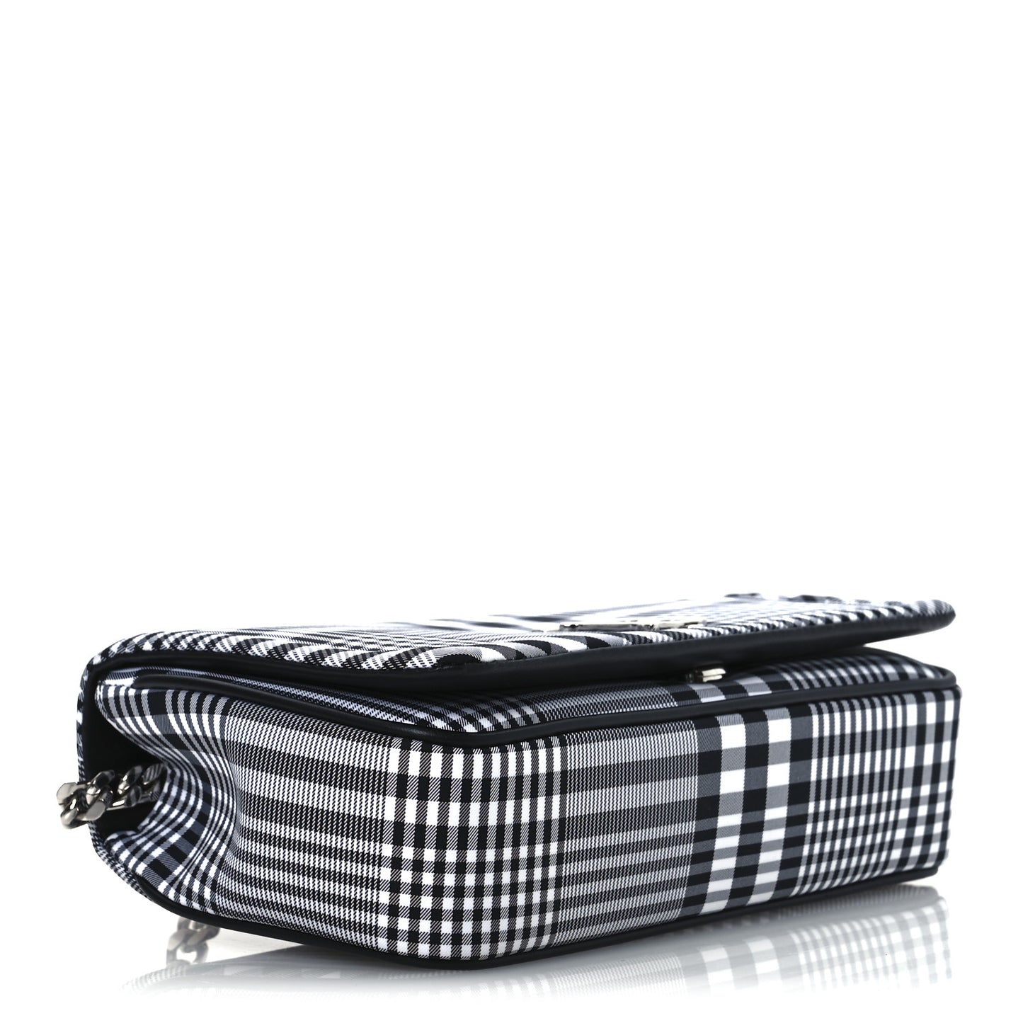 Nylon Check Small Lola Bag Black White