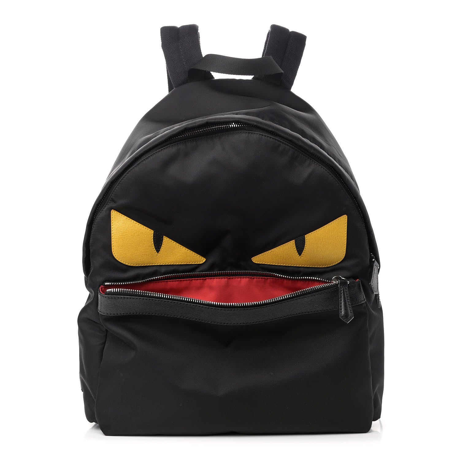 Fendi Nylon Vitello Elite Monster Eyes Rounded Backpack Black Yellow 1 of 11