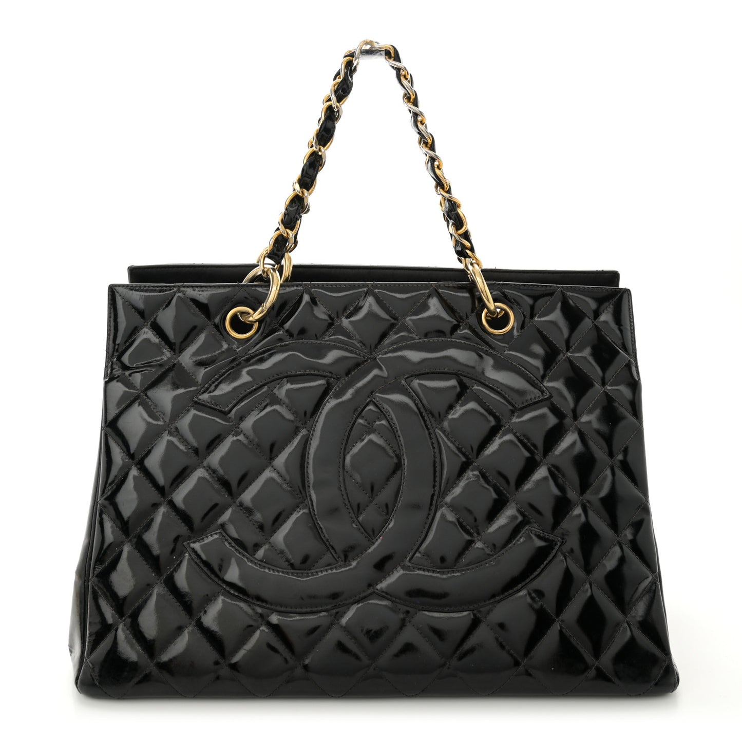 Patent Quilted Grand Shopping Tote GST Black
