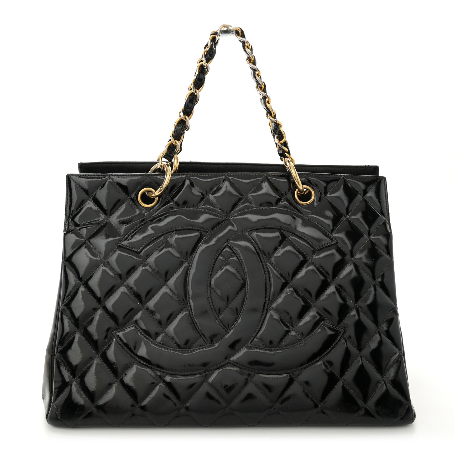 Chanel Patent Quilted Grand Shopping Tote GST Black 1 of 18