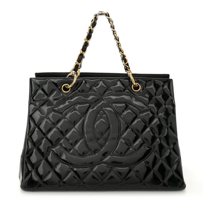 Chanel Patent Quilted Grand Shopping Tote GST Black 1 of 18