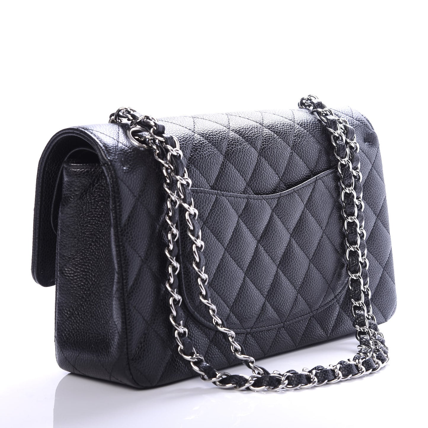 Caviar Quilted Medium Double Flap Black