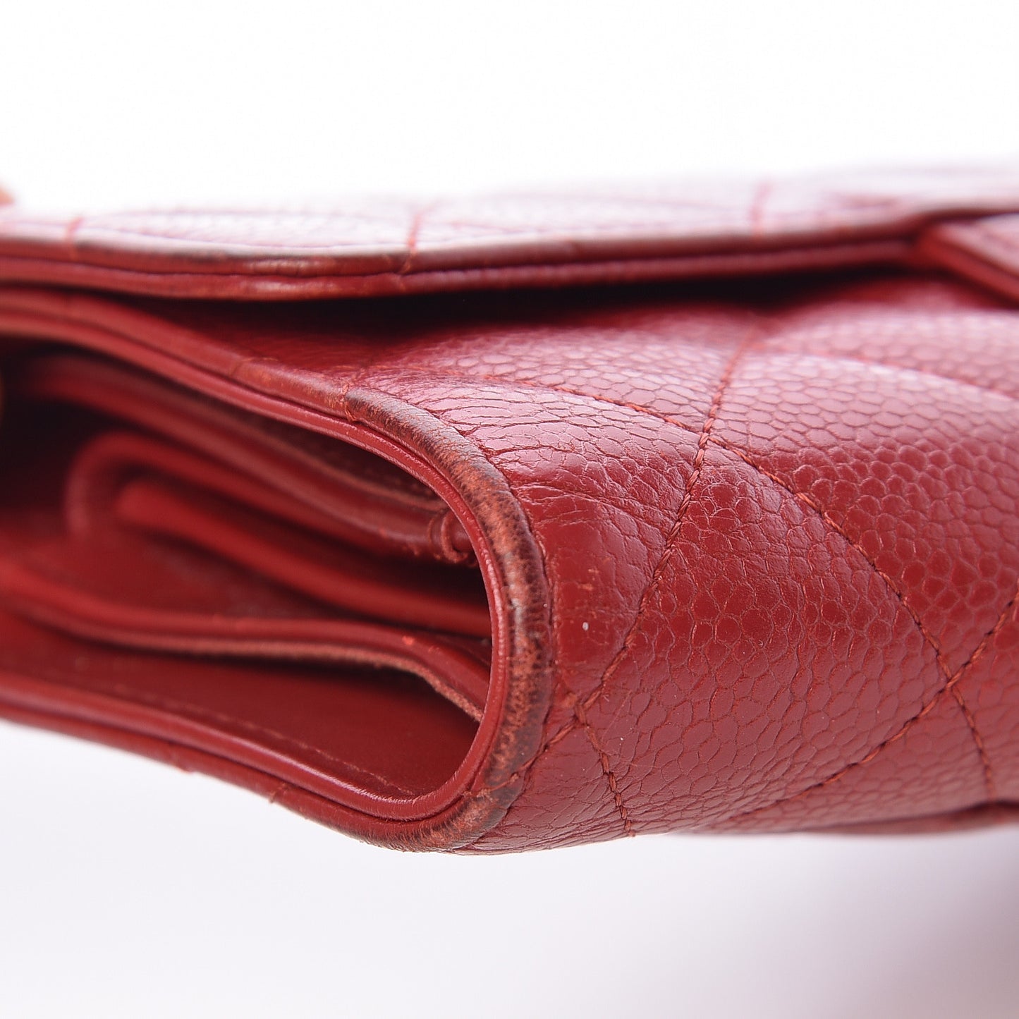 Caviar Quilted Large Flap Wallet Dark Red