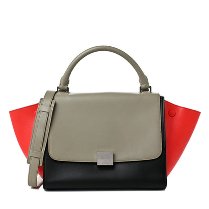 Celine Satin Calfskin Small Tri-Color Trapeze Alizarin 1 of 12