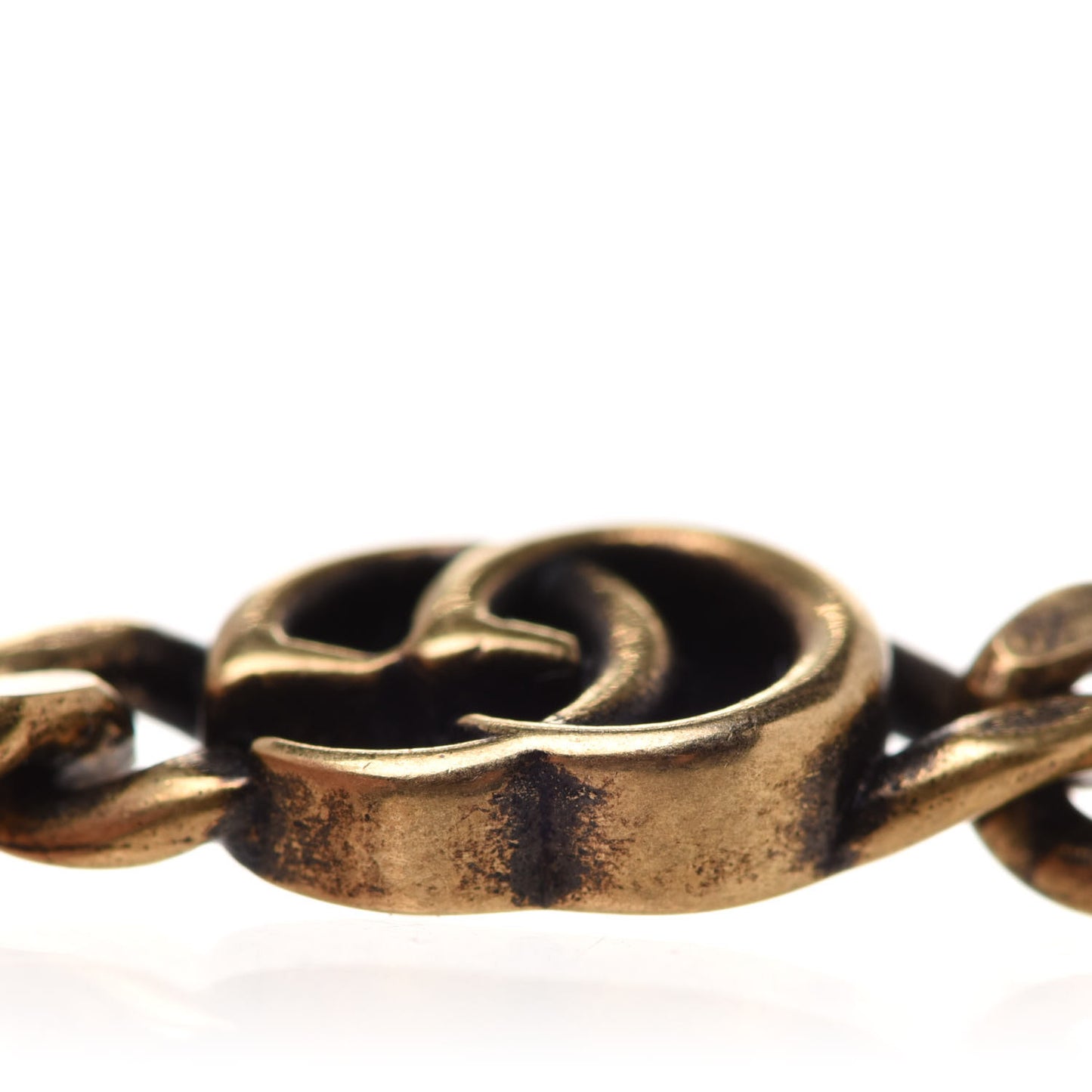 Crystal Embellished Double G Necklace Aged Gold