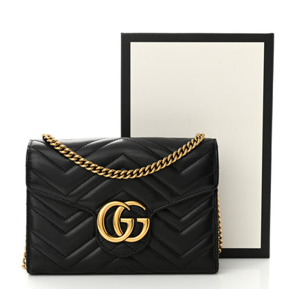 Gucci Calfskin Matelasse GG Marmont Chain Wallet Black 11 of 11
