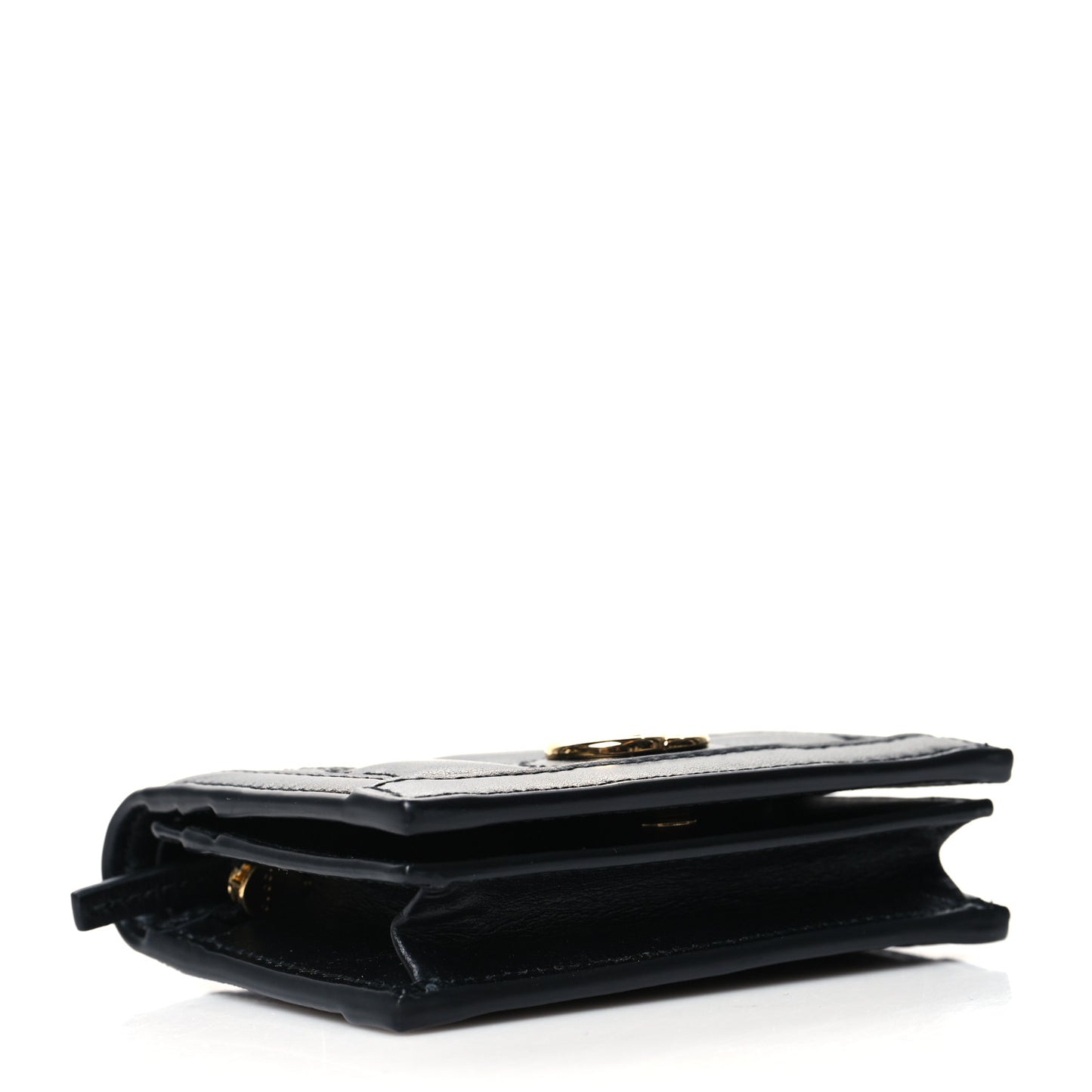 Calfskin GG Matelasse Card Case Wallet Black