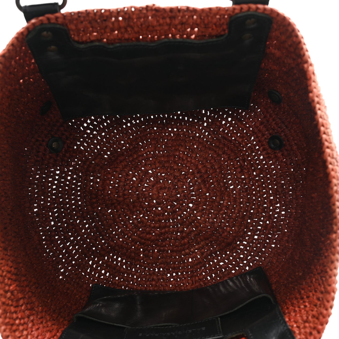 Raffia Calfskin Panier Basket Tote Brown Black