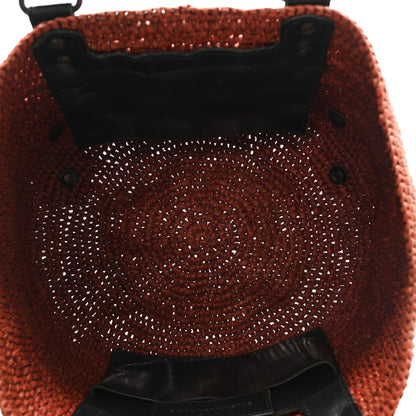 Balenciaga Raffia Calfskin Panier Basket Tote Brown Black 5 of 11
