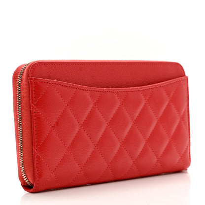 Chanel Caviar Quilted Large Gusset Zip Around Wallet Red 2 of 8