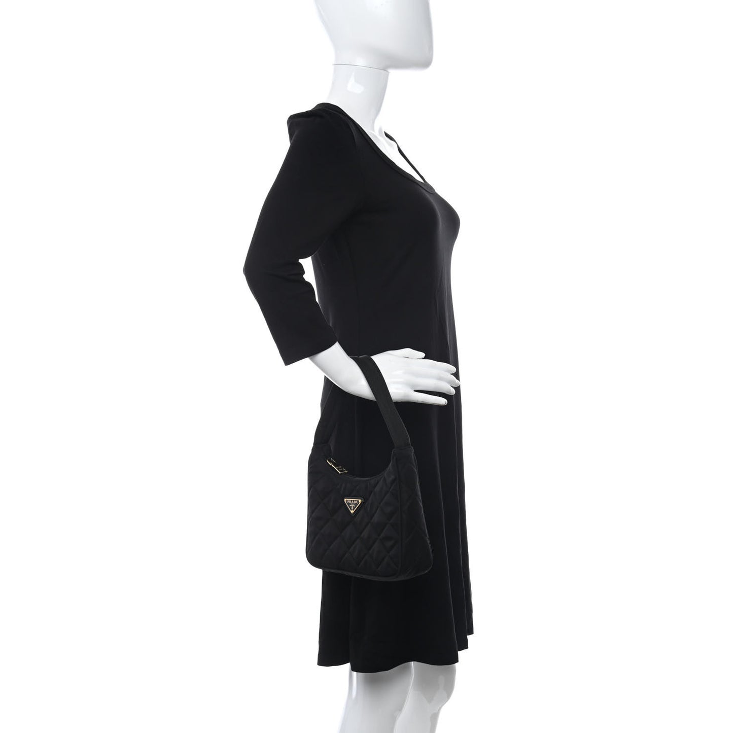 Tessuto Nylon Stitched Shoulder Bag Black