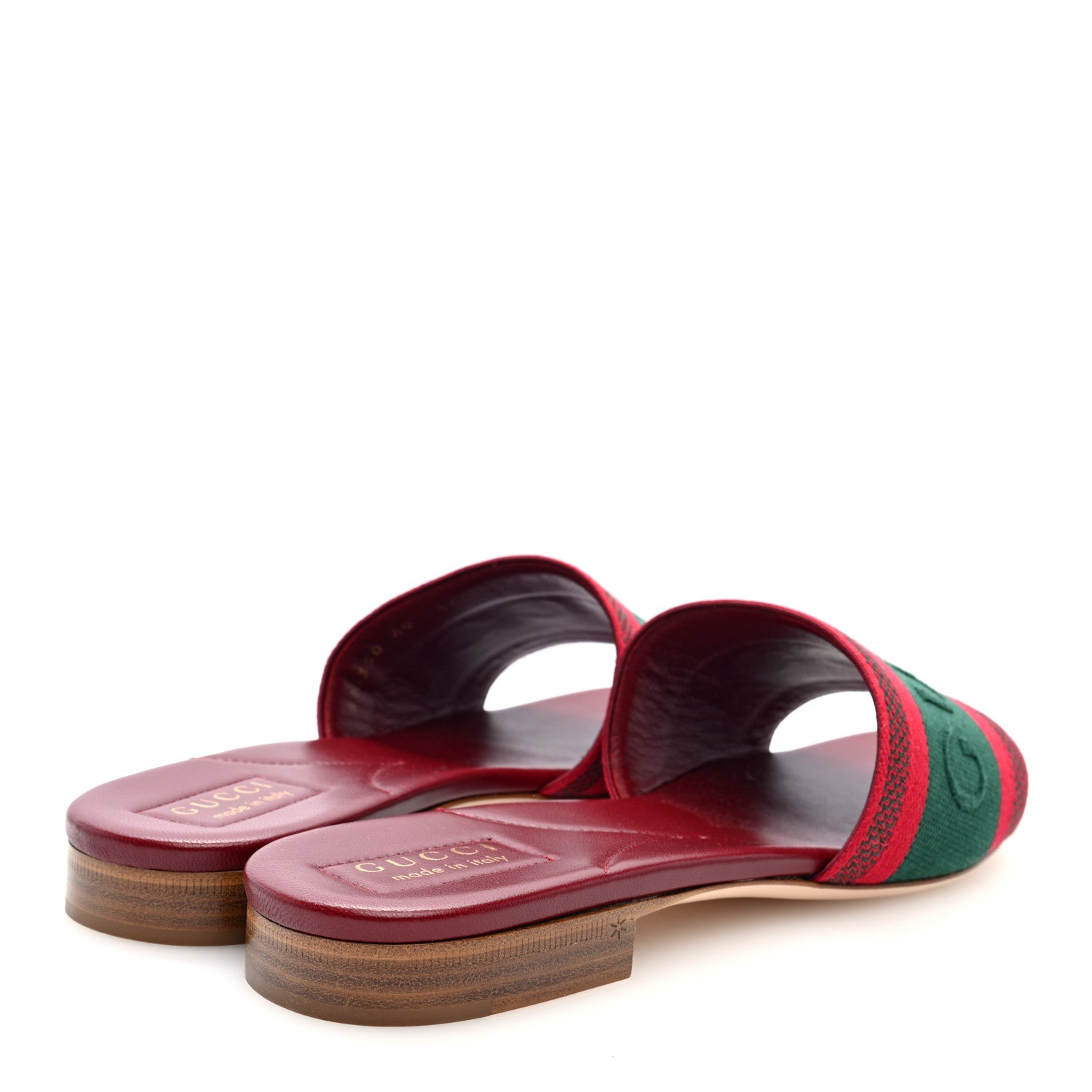 Gucci Canvas Web Womens Slide Sandals 40 Red Bordeaux 5 of 9