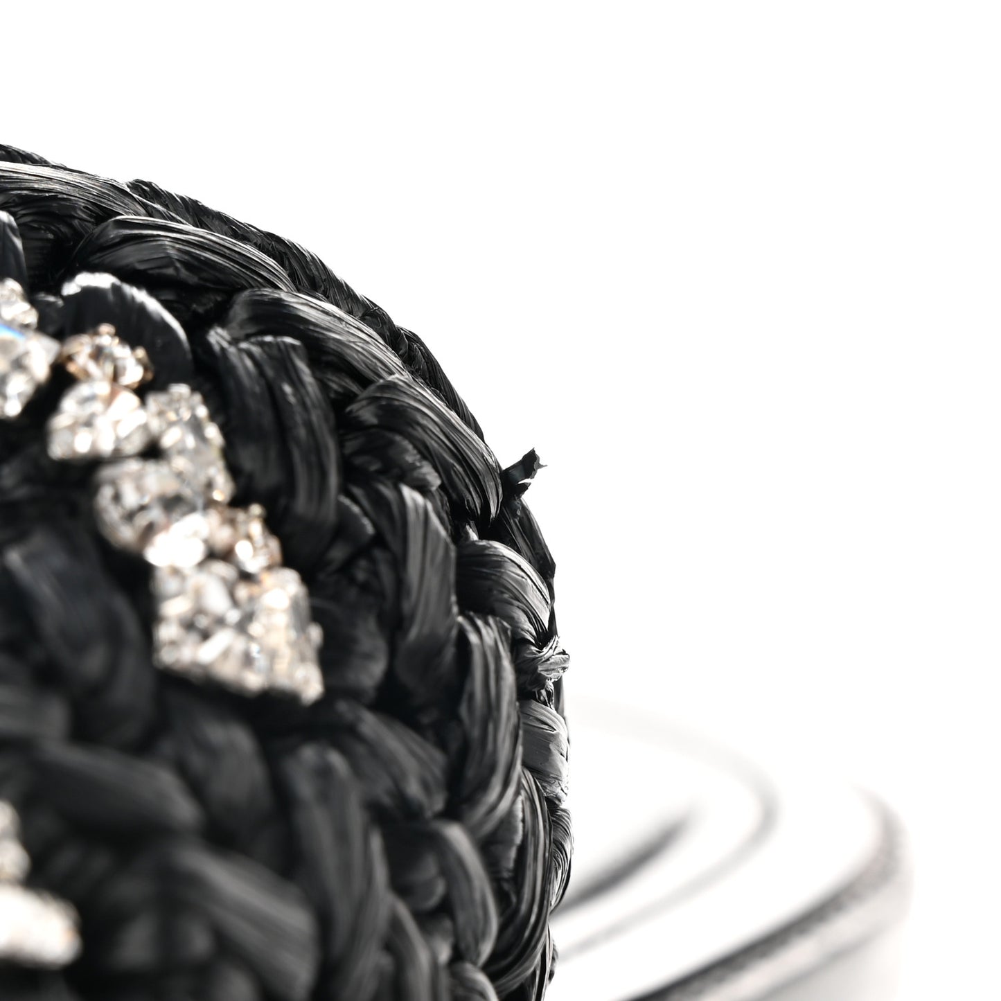 Raffia Crystal CC Mules Sandals 39 Black