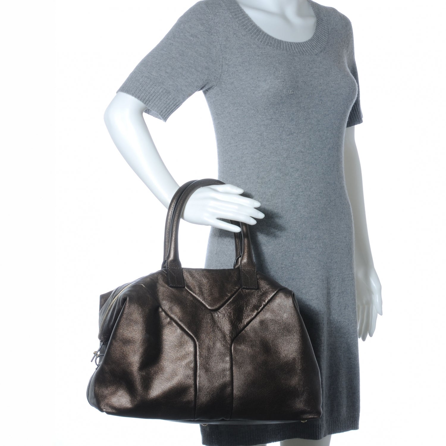 Saint Laurent Fur Embossed Medium Easy Sac Brown 2 of 7