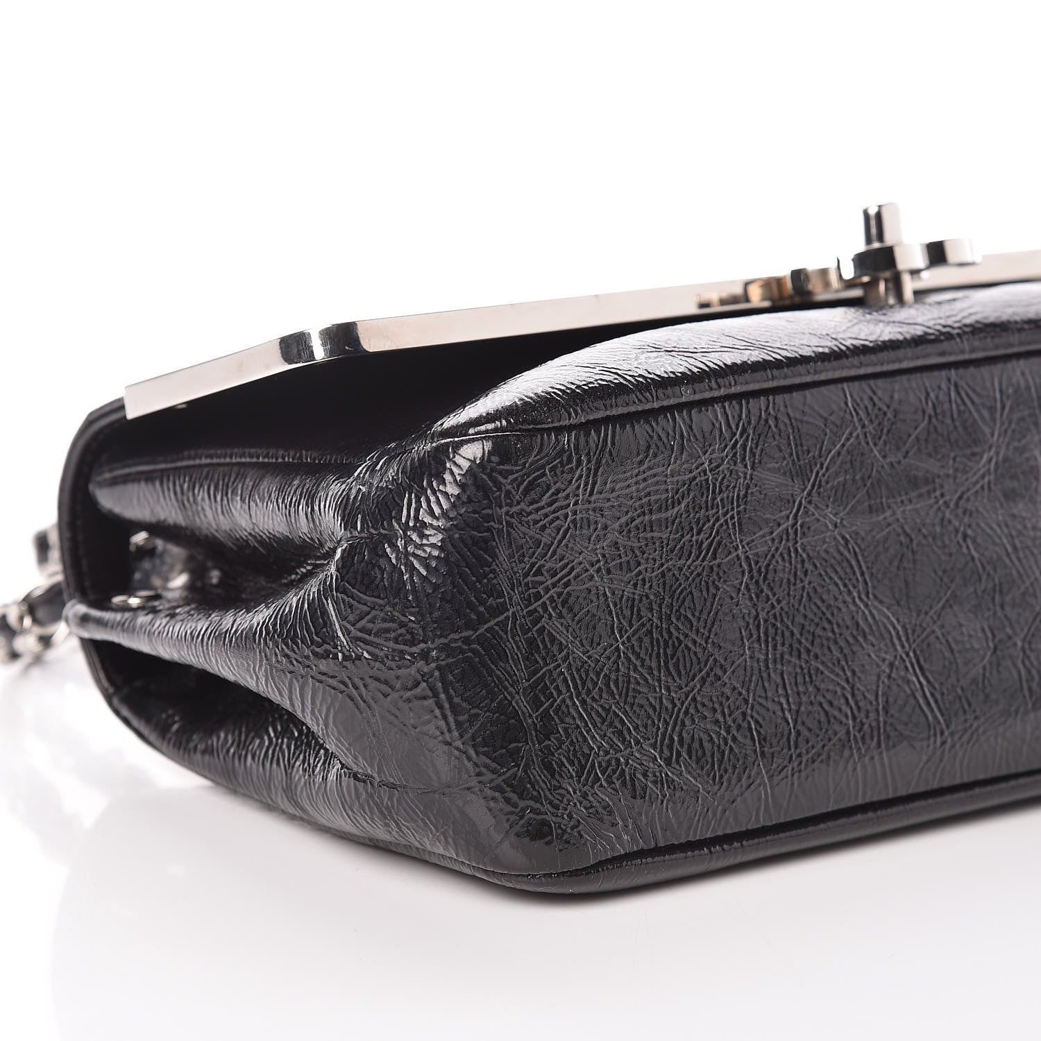 Chanel Distressed Patent Calfskin Small Frame Single Flap Black 8 of 9