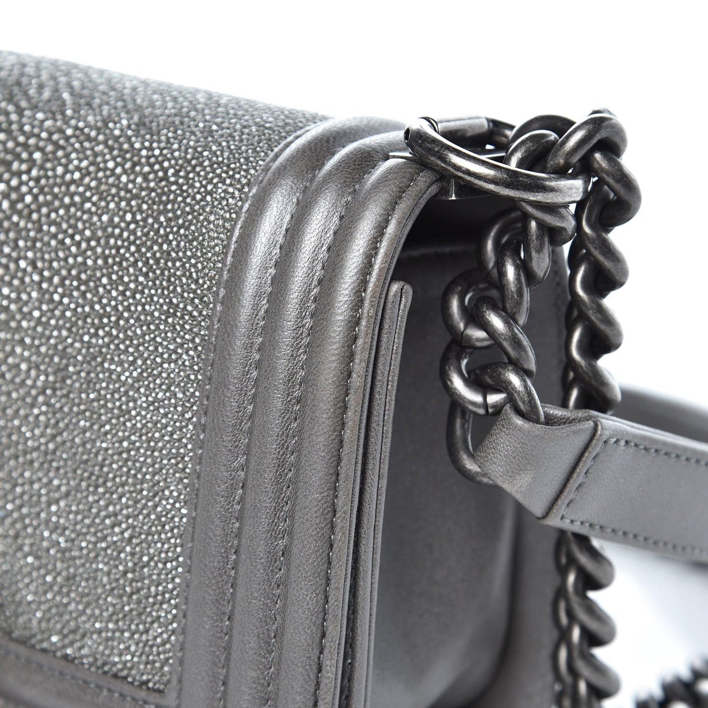 Galuchat Stingray Small Boy Flap Silver