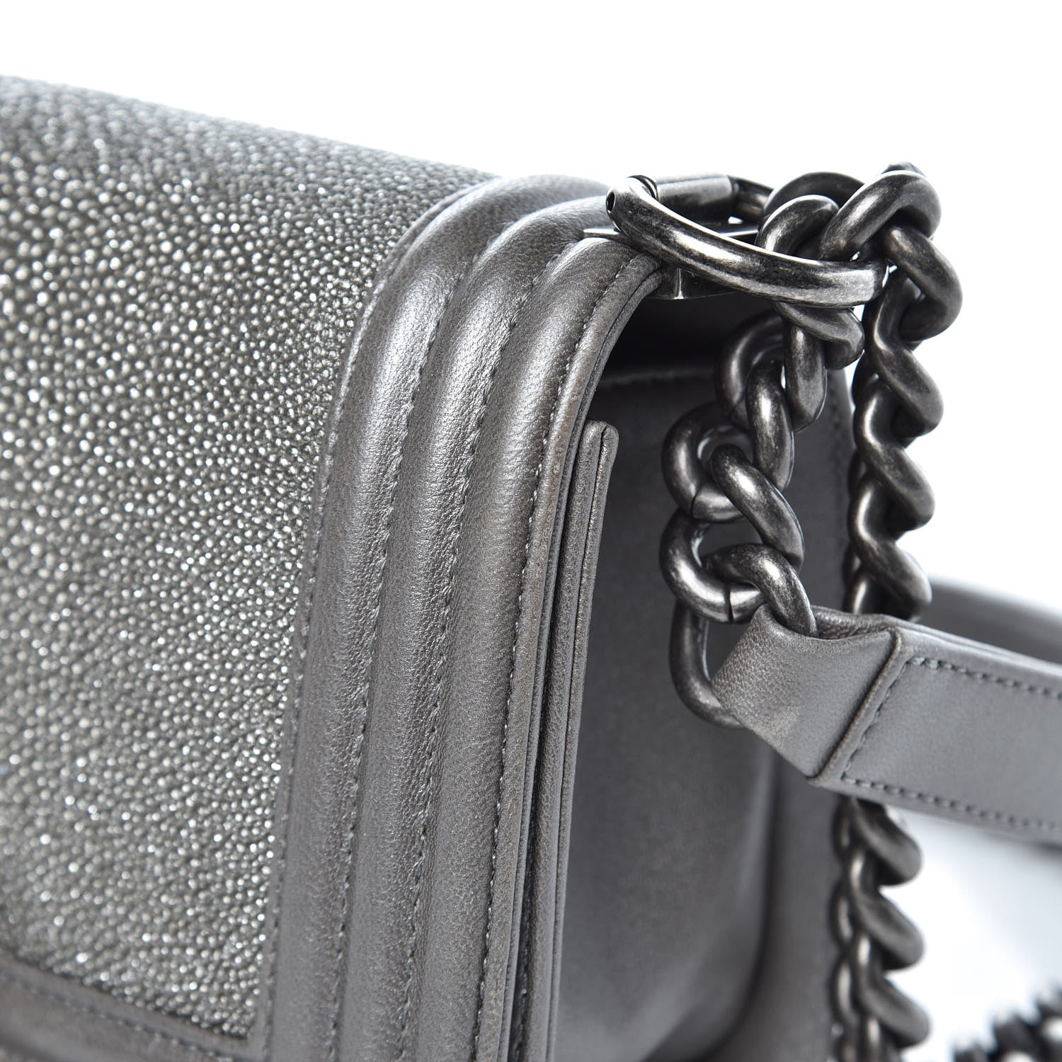 Chanel Galuchat Stingray Small Boy Flap Silver 13 of 16