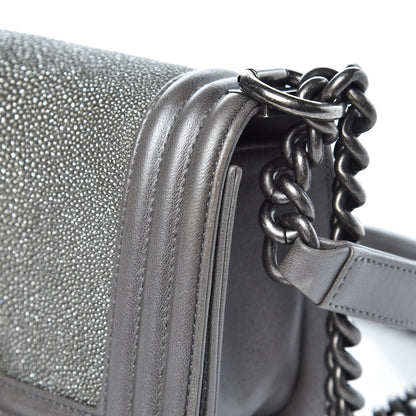 Chanel Galuchat Stingray Small Boy Flap Silver 13 of 16