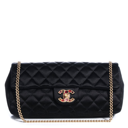 Chanel Jewel Satin Quilted East West Flap Black 1 of 8