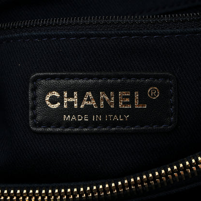 Chanel Wrinkled Lambskin Chevron Quilted Surpique Tote Navy Blue 6 of 11