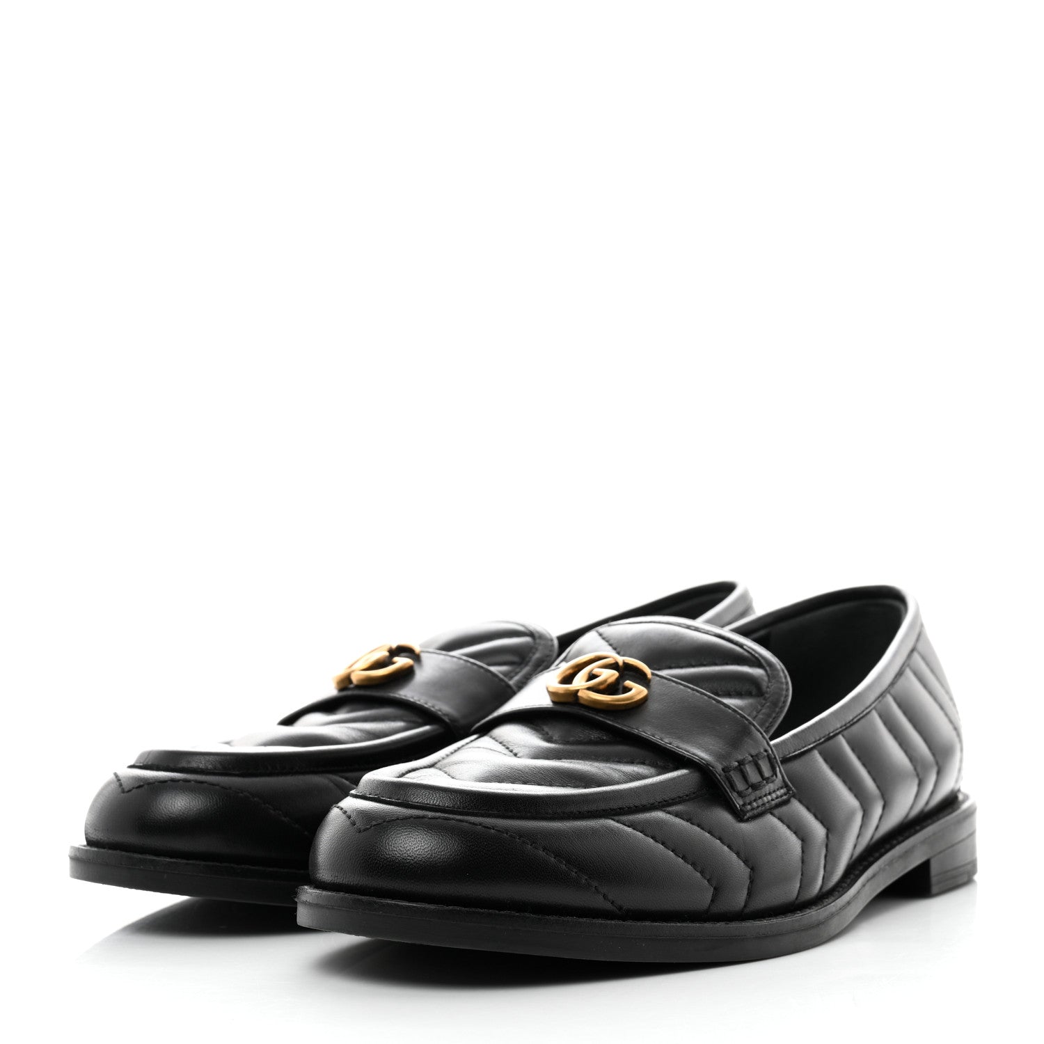 Gucci Nappa Matelasse Double G Marmont Loafers 38 Black 3 of 9