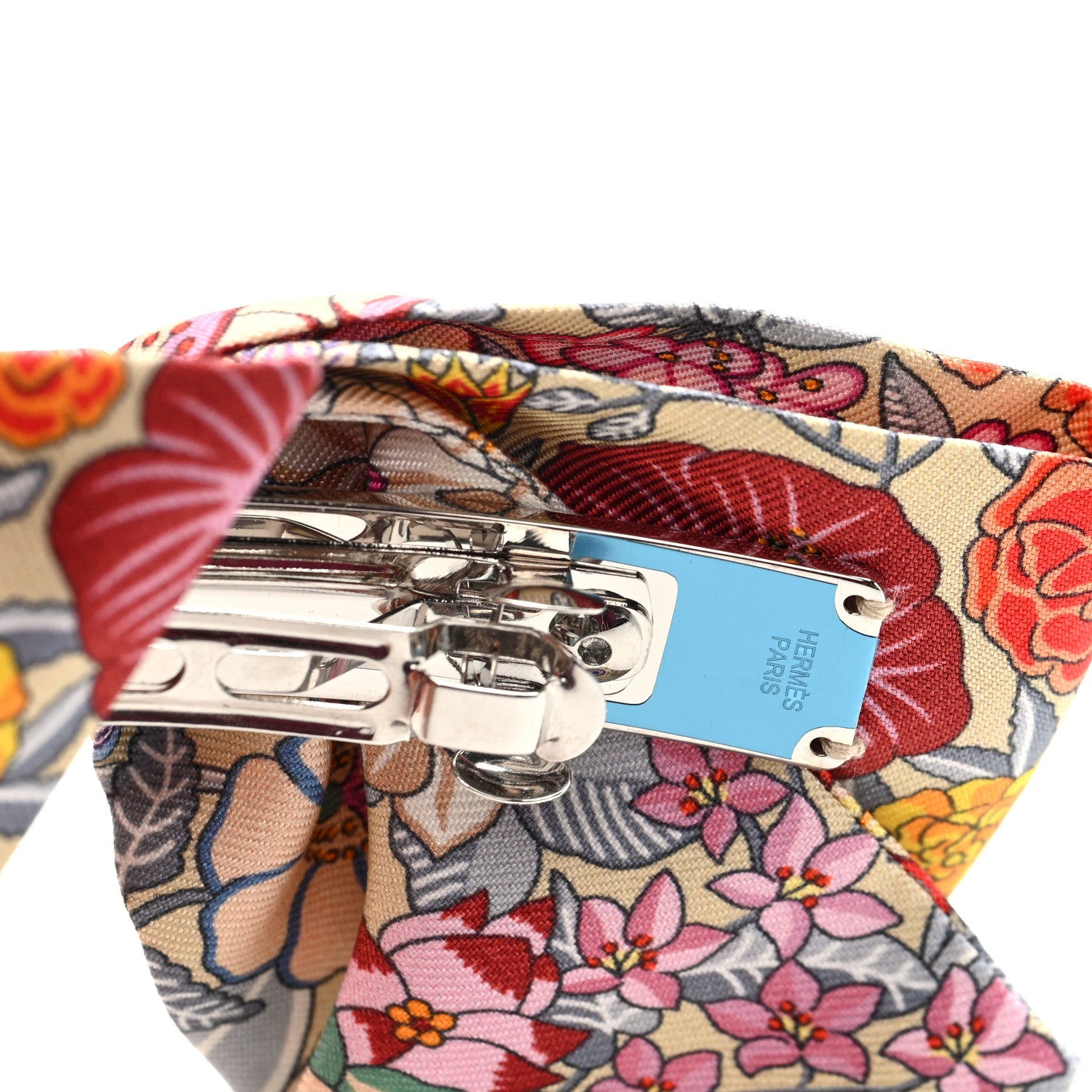 Hermes Silk Ex Libris Grenelle Bloom Hair Clip Beige 3 of 4