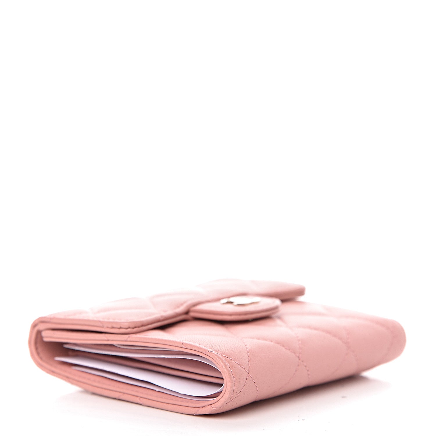 Chanel Lambskin Quilted Small Compact Wallet Pink 4 of 8