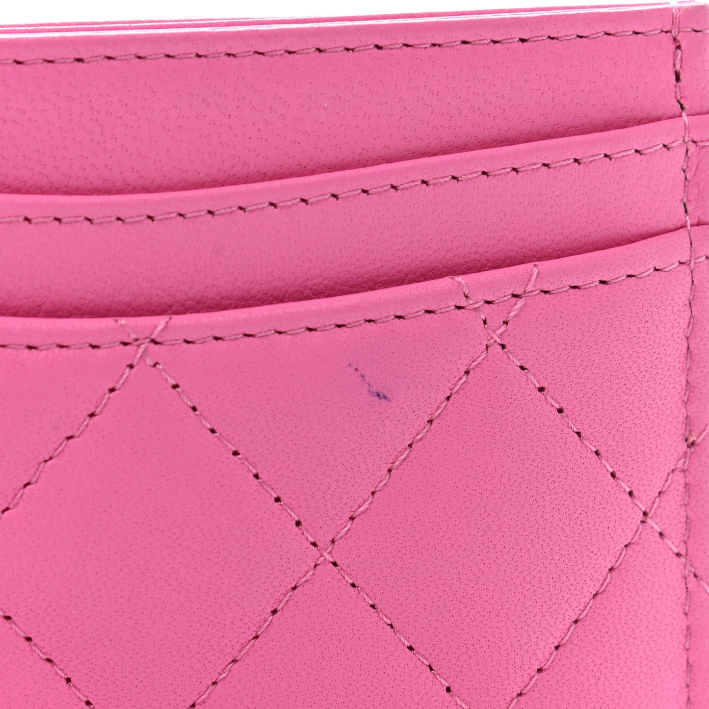 Lambskin Quilted Card Holder Pink