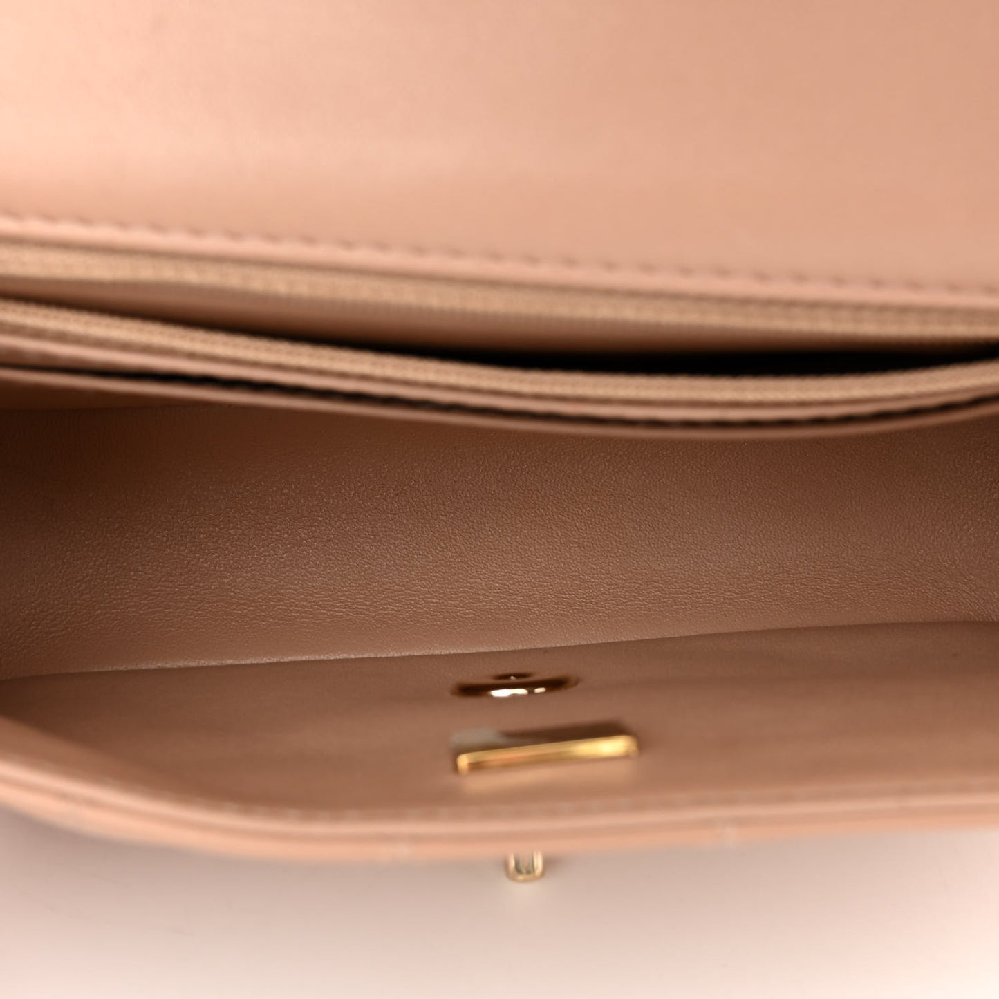 Lambskin Quilted Mini Rectangular Flap Beige