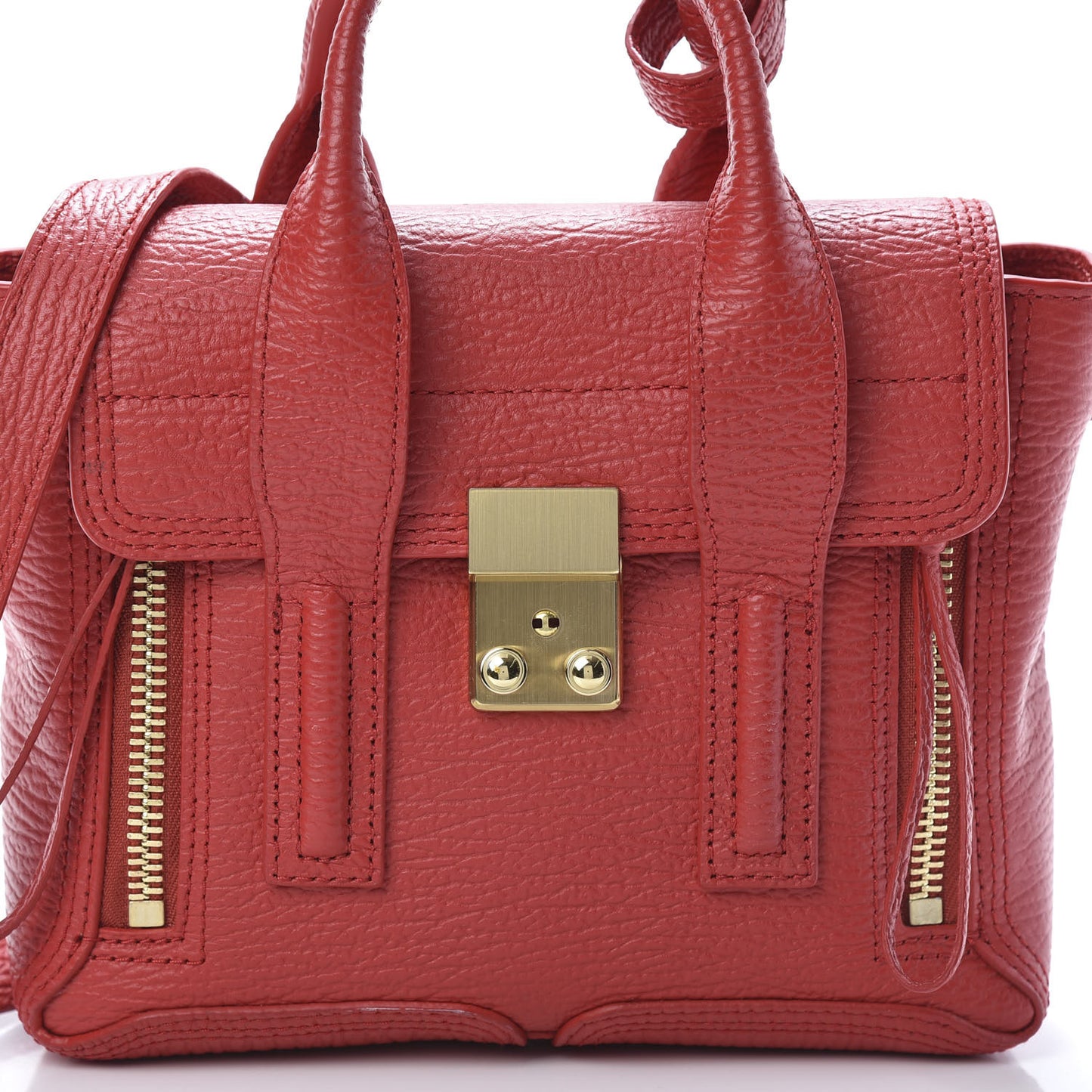 3.1 Textured Calfskin Mini Pashli Satchel Red