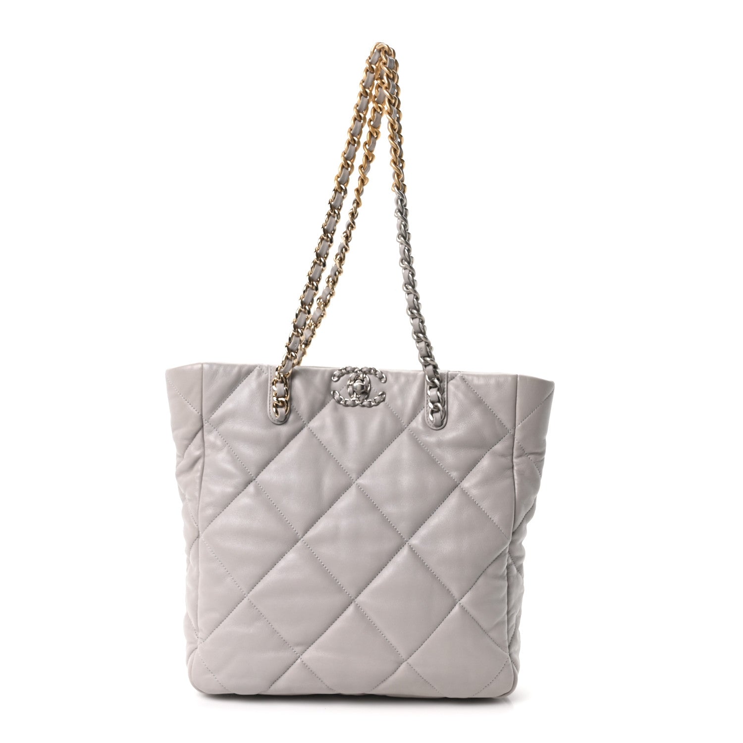 Chanel Lambskin Quilted Chanel 19 Shopping Bag Grey 1 of 10