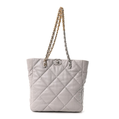 Chanel Lambskin Quilted Chanel 19 Shopping Bag Grey 1 of 10