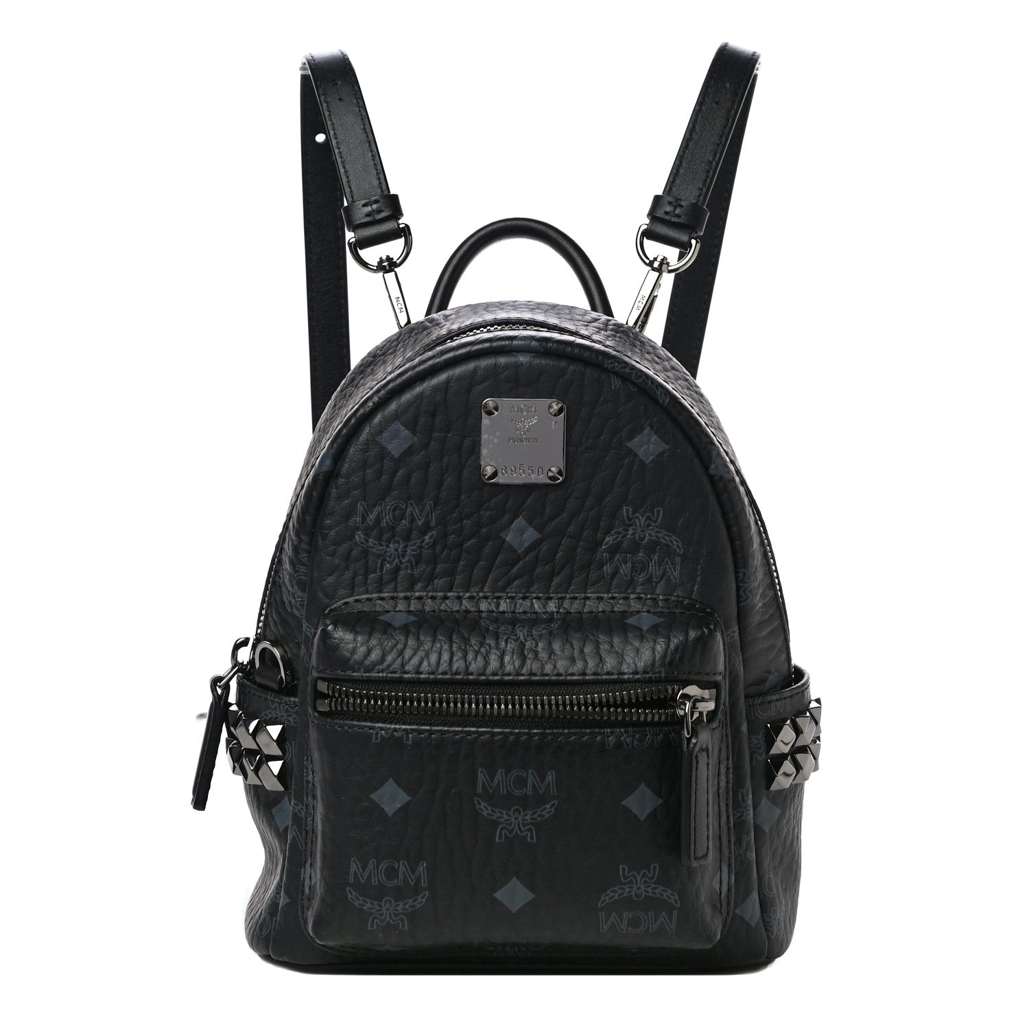 MCM Visetos Side Stud X-Mini Stark Bebe Boo Backpack Black 1 of 10