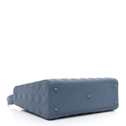 Christian Dior Ultra Matte Calfskin Cannage Large Lady Dior Denim Blue 5 of 9